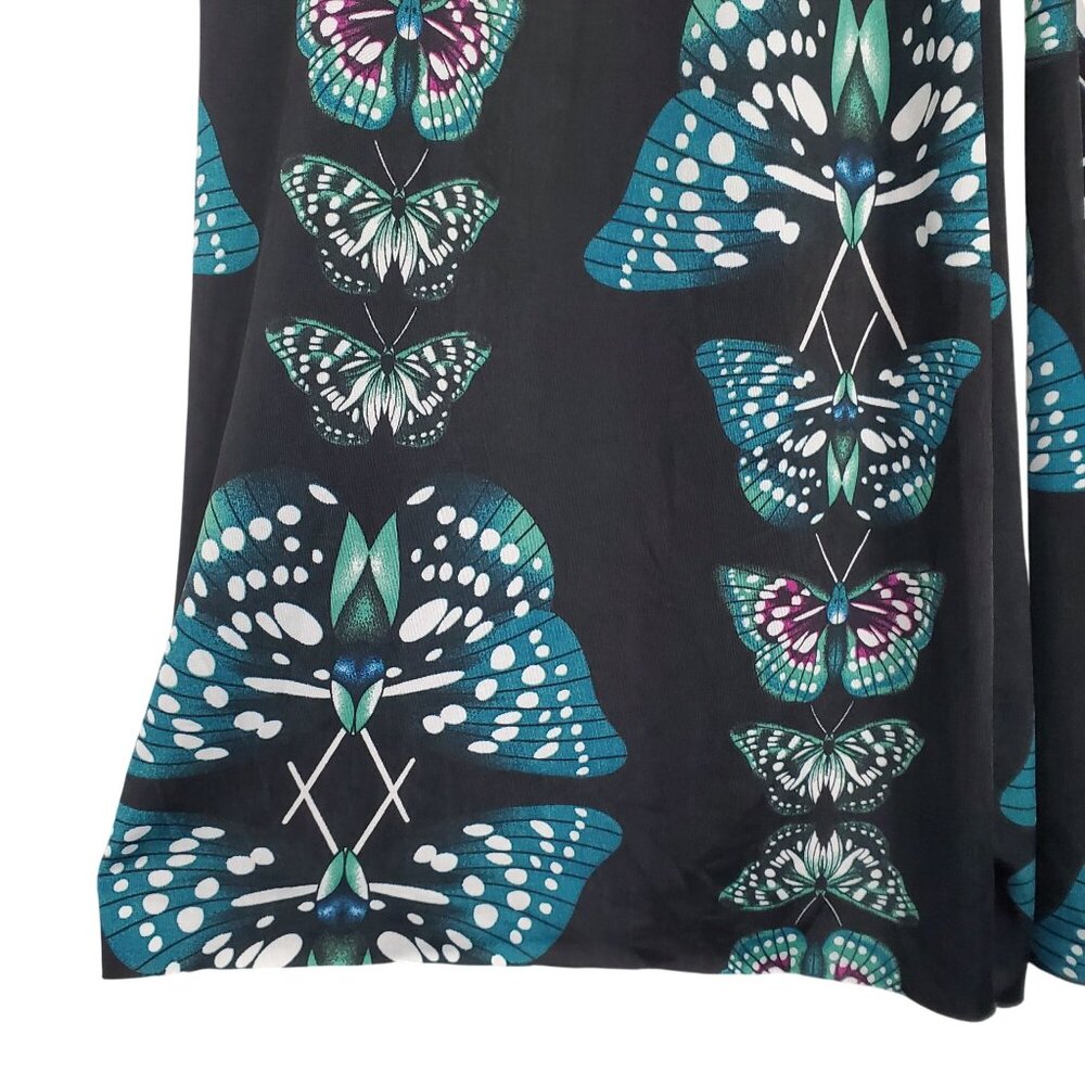 Yelete Leg Wear Sz S Pants High Foldover Waist Butterfly Print Wide Flowy Stretc - Picture 7 of 10